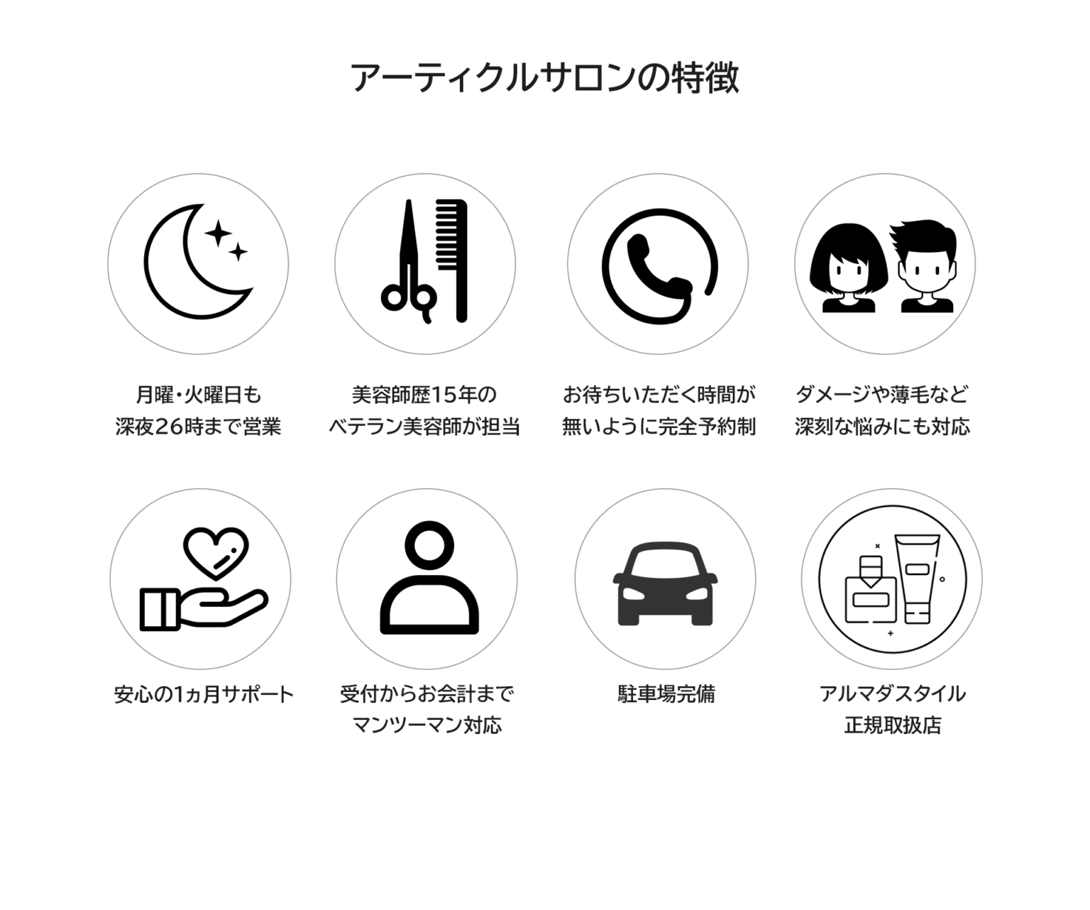 愛知県江南市平日深夜26時まで営業美容院アーティクルサロン 愛知県江南市で一番夜遅くまで営業しているナイト ヘアサロン 美容院 のアーティクルサロンです